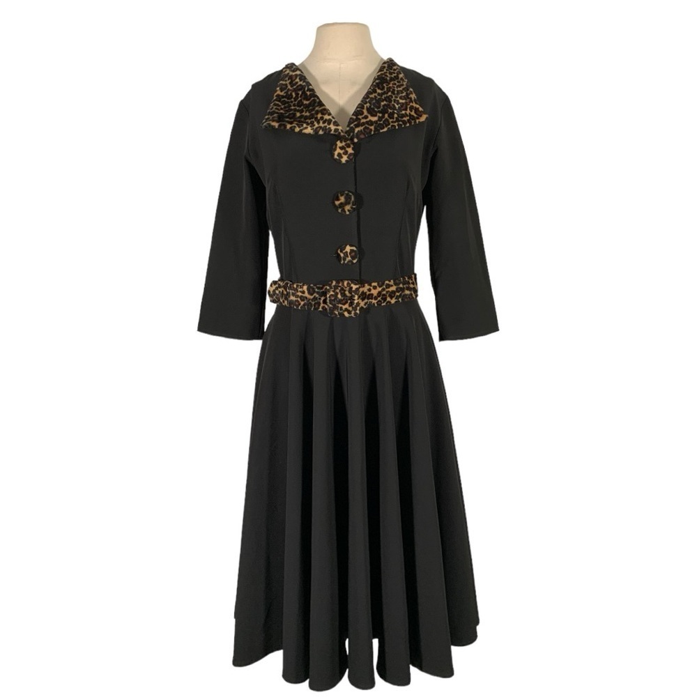 British Retro Rockabilly Midi Swing Dress Size 8